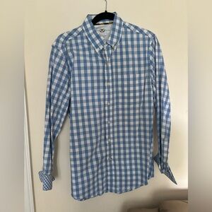 Clubroom, slim fit, blue and white checkered shirt, size medium